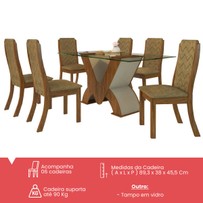 Mesa de Jantar 6 Lugares Ibis Cedro/Areia - Viero Móveis