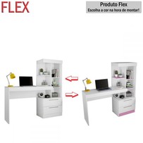 Mesa para Computador Flex 2 Gavetas Nt2010 Branco/Rosa - Notavel