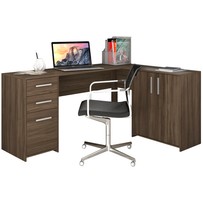 Mesa para Escritório 2 Portas 3 Gavetas Nt 2005 Nogal Trend - Notavel