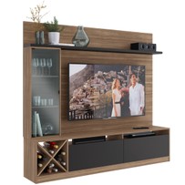 Rack com Painel para TV Até 50 Polegadas 3 Portas Marrom/Preto 2021 - Quiditá Móveis