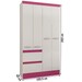 Guarda-Roupa Infantil Maragogi 4 Portas 2 Gavetas Flex Branco/Rosa Brilho - Atualle Móveis