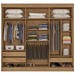 Guarda-Roupa Casal Sorento 3 Portas 3 Gavetas com Espelho Flex Canelato Rústico/3d Natura Off White - Atualle Móveis