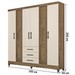 Guarda-Roupa Casal Durban 6 Portas 3 Gavetas Mocaccino Rústico/Natura Off White - Atualle Móveis