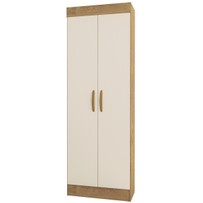 Armário Multiuso Uruguay 2 Portas Canelato Rústico/Natura Off White - Atualle Móveis