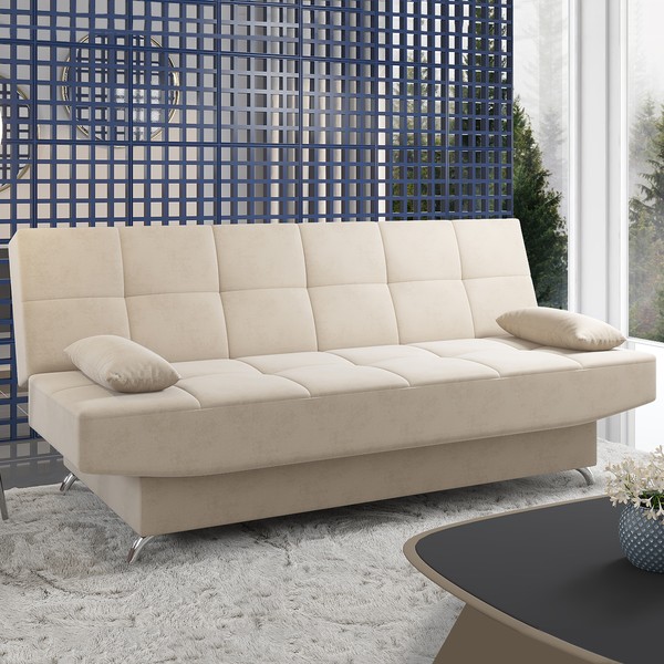 Sofá Cama Loft Reclinável Nude - Viero Móveis