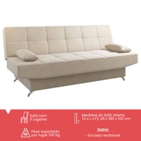 Sofá Cama Loft Reclinável Nude - Viero Móveis