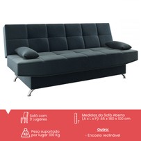 Sofá Cama Loft Reclinável Azul Infinito - Viero Móveis