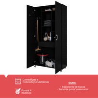 Armário Multiuso 2 Portas São Paulo Preto - Politorno