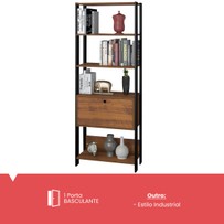 Estante para Livros Match 1 Porta 3 Prateleiras Pinho/Preto - Artely