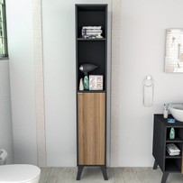 Armário Multiuso 1 Porta 3 Prateleiras Preto/Castanho - Appunto