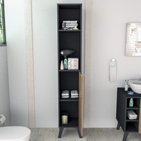 Armário Multiuso 1 Porta 3 Prateleiras Preto/Castanho - Appunto