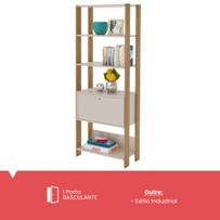 Estante para Livros Match 1 Porta 3 Prateleiras Off White/Carvalho - Artely