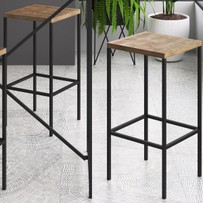 Banqueta Alta Steel Quadra Conjunto 2 Peças Vermont/Preto - Artesano