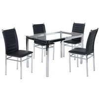 Mesa de Jantar 4 Lugares Tokio com Vidro Cromado/Preto - Art Panta
