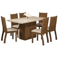 Mesa de Jantar 6 Lugares Vilagio Seda/Blonde/Nude - Viero Móveis