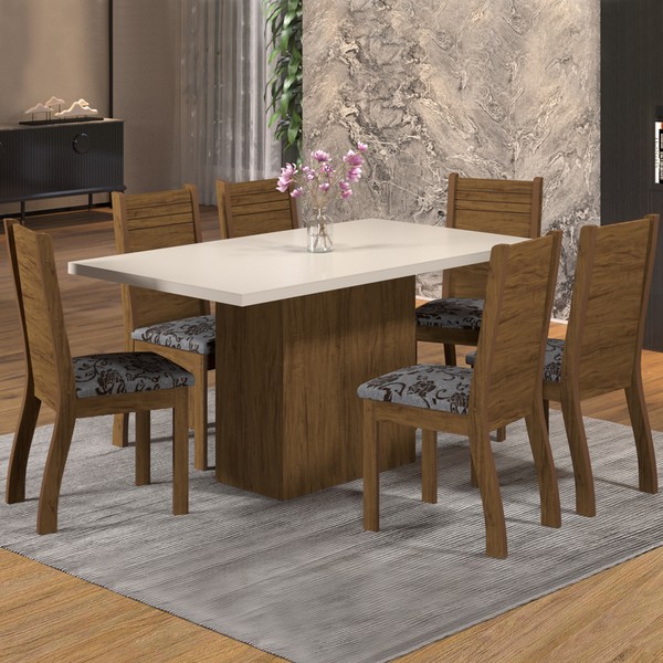 Mesa de Jantar 6 Lugares Vilagio Seda/Blonde/Cobre - Viero Móveis