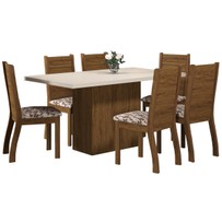 Mesa de Jantar 6 Lugares Vilagio Seda/Blonde/Brownie - Viero Móveis