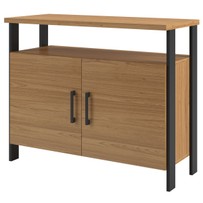 Armário para Escritório Industrial 2 Portas 100% Mdf Freijó/Preto Fosco F32 - Pradel