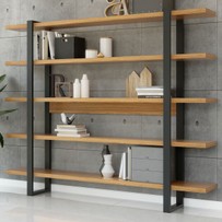 Estante para Livros Industrial 5 Prateleiras 100% Mdf Freijó/Preto Fosco F18 - Pradel