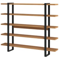 Estante para Livros Industrial 5 Prateleiras 100% Mdf Freijó/Preto Fosco F18 - Pradel