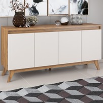 Balcão Buffet Stylo 4 Portas Seda/Off White - Viero Móveis