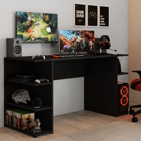 Mesa para Computador Gamer Tech para 2 Monitores 3 Prateleiras Preto - Panorama Móveis