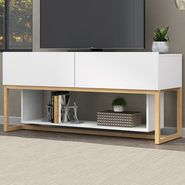 Rack para TV Até 55 Polegadas Hover Wood Branco 700016 - Manfroi