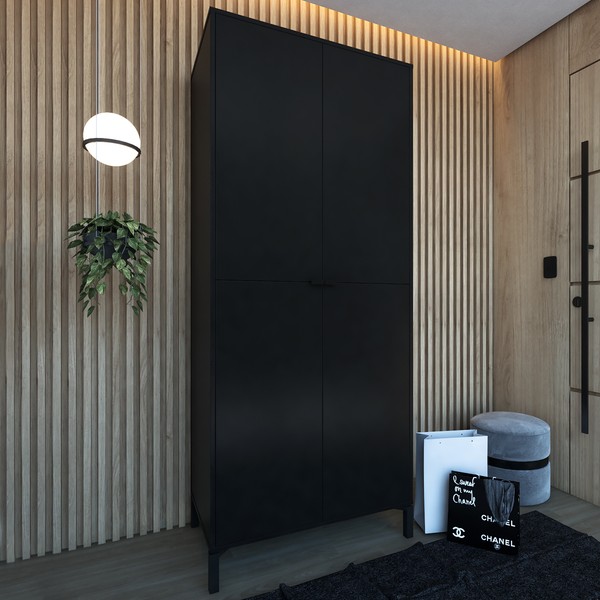 Armário Multiuso Soho 4 Portas Preto - Falkk