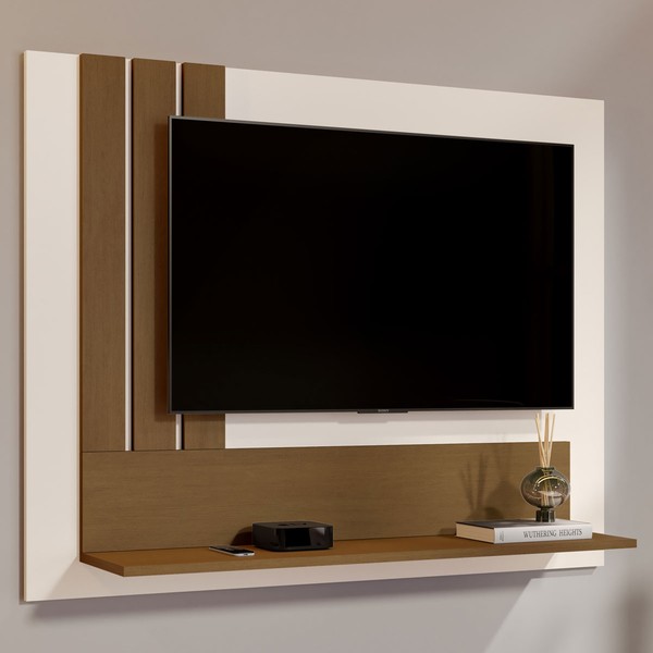 Painel para TV Até 43 Polegadas Luxo 1 Prateleira Pérola/Nature 5119 - Jb Bechara