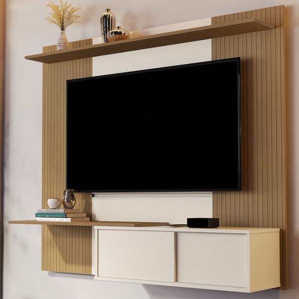 Painel para TV Até 65 Polegadas Luxo 2 Portas 2 Prateleiras Elmo/Pérola 5059 - Jb Bechara