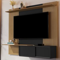 Painel para TV Até 65 Polegadas Luxo 2 Portas 2 Prateleiras Elmo/Preto 5059 - Jb Bechara