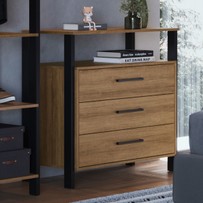 Cômoda Tech 3 Gavetas Mel/Preto Te6023 - Delmarco
