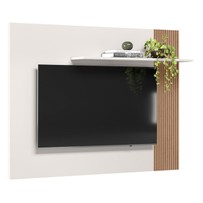 Painel para TV Até 40 Polegadas Demadero 1 Prateleira Off White/Ripado Madeira - Nicioli