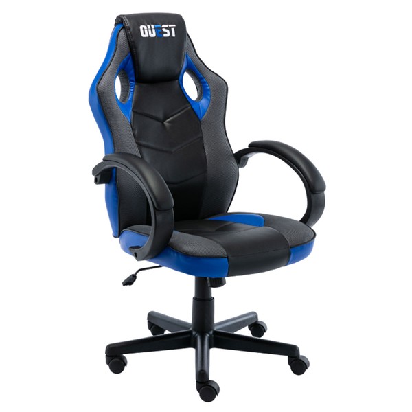Cadeira Gamer Quest Preto/Azul - Fratini
