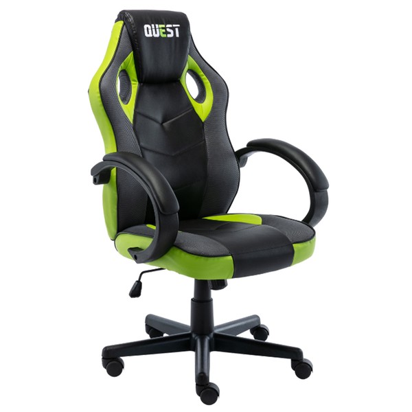 Cadeira Gamer Quest Preto/Verde - Fratini