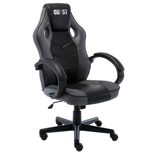 Cadeira Gamer Quest Preto/Cinza - Fratini