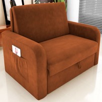 Sofá Cama 2 Lugares Daiane Reclinável Veludo Light/Ferrugem - Matrix