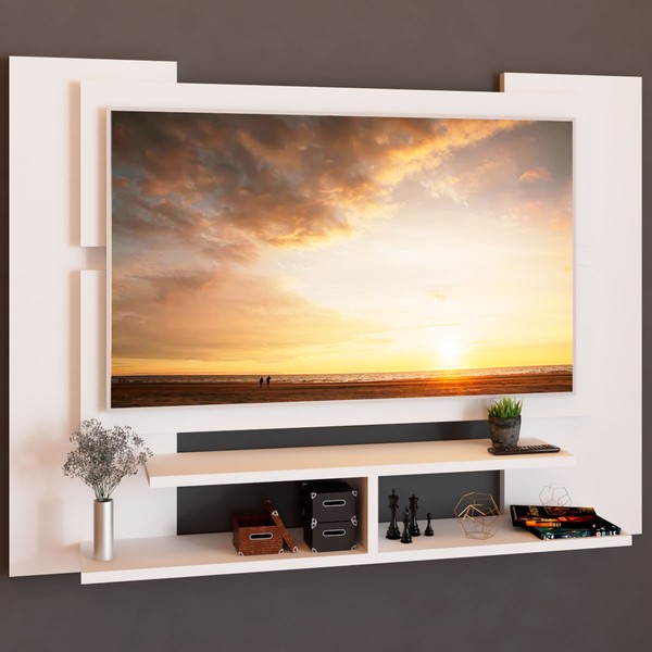 Painel para TV Até 32 Polegadas Ravi 2 Prateleiras Branco Fosco - Panorama Móveis