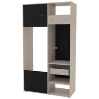Armário Multiuso Nepal 1 Porta 1 Gaveta Duplo Cinza Ff/Preto Ff - Politorno