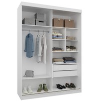 Guarda-Roupa Solteiro 2 Portas 2 Gavetas Branco 8818 - Foscarini