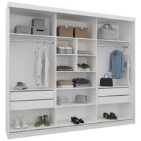 Guarda-Roupa Casal 3 Portas 4 Gavetas Branco 8823 - Foscarini