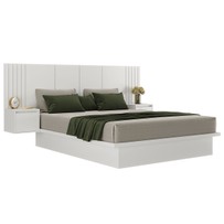 Cama Casal com Mesa de Cabeceira Branco 8292 - Foscarini