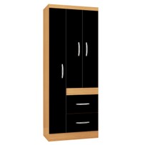 Guarda-Roupa Solteiro Milão 3 Portas 2 Gavetas Damasco/Preto - Poquema