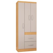 Guarda-Roupa Solteiro Milão 3 Portas 2 Gavetas Damasco/Off White - Poquema