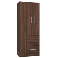 Guarda-Roupa Solteiro Milão 3 Portas 2 Gavetas Chocolate - Poquema