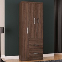 Guarda-Roupa Solteiro Milão 3 Portas 2 Gavetas Chocolate - Poquema