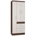 Guarda-Roupa Solteiro Milão 3 Portas 2 Gavetas Chocolate/Off White - Poquema
