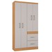 Guarda-Roupa Solteiro Milão 4 Portas 2 Gavetas Damasco/Off White - Poquema