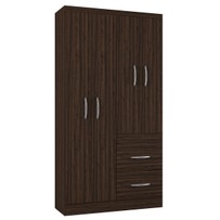 Guarda-Roupa Solteiro Milão 4 Portas 2 Gavetas Chocolate - Poquema