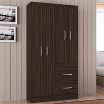 Guarda-Roupa Solteiro Milão 4 Portas 2 Gavetas Chocolate - Poquema